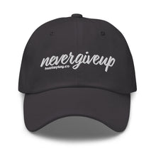 Load image into Gallery viewer, nevergiveup™ Branded Dad Hat - Embroidered White Thread
