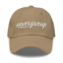 Load image into Gallery viewer, nevergiveup™ Branded Dad Hat - Embroidered White Thread
