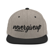 Load image into Gallery viewer, nevergiveup™ Branded Classic Snapback Hat - Embroidered Black Thread - Round Crown