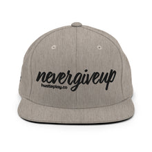 Load image into Gallery viewer, nevergiveup™ Branded Classic Snapback Hat - Embroidered Black Thread - Round Crown