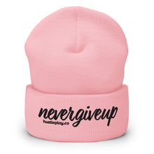 Load image into Gallery viewer, nevergiveup™ Branded Cuffed Beanie - Embroidered Black Thread