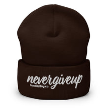Load image into Gallery viewer, nevergiveup™ Branded Cuffed Beanie - Embroidered White Thread