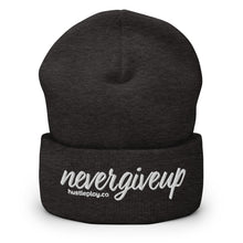 Load image into Gallery viewer, nevergiveup™ Branded Cuffed Beanie - Embroidered White Thread
