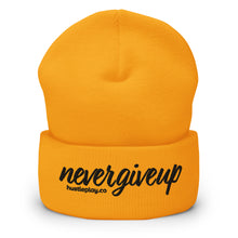 Load image into Gallery viewer, nevergiveup™ Branded Cuffed Beanie - Embroidered Black Thread