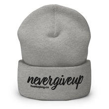 Load image into Gallery viewer, nevergiveup™ Branded Cuffed Beanie - Embroidered Black Thread
