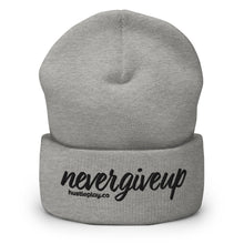 Load image into Gallery viewer, nevergiveup™ Branded Cuffed Beanie - Embroidered Black Thread
