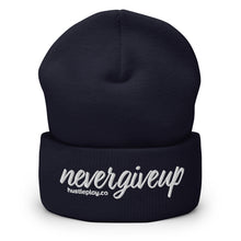 Load image into Gallery viewer, nevergiveup™ Branded Cuffed Beanie - Embroidered White Thread