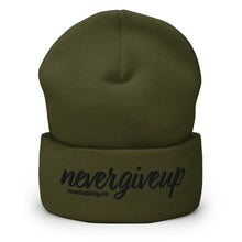Load image into Gallery viewer, nevergiveup™ Branded Cuffed Beanie - Embroidered Black Thread