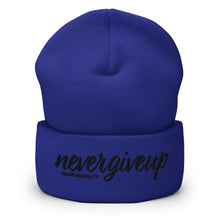 Load image into Gallery viewer, nevergiveup™ Branded Cuffed Beanie - Embroidered Black Thread
