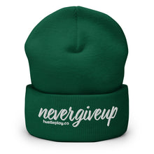 Load image into Gallery viewer, nevergiveup™ Branded Cuffed Beanie - Embroidered White Thread