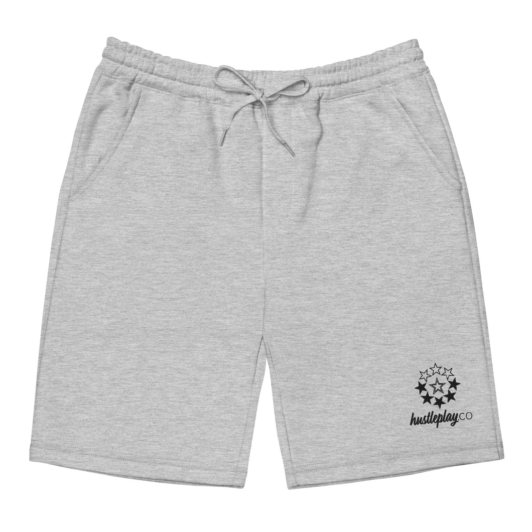 hustleplay.co Brand Logo Unisex Fleece Shorts - Embroidered Black Thread
