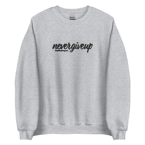 nevergiveup™ Branded Unisex Sweatshirt - Embroidered Black Thread