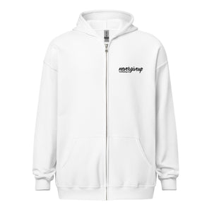 nevergiveup™ Branded Unisex Heavy Blend Zip Hoodie - Embroidered Black Thread