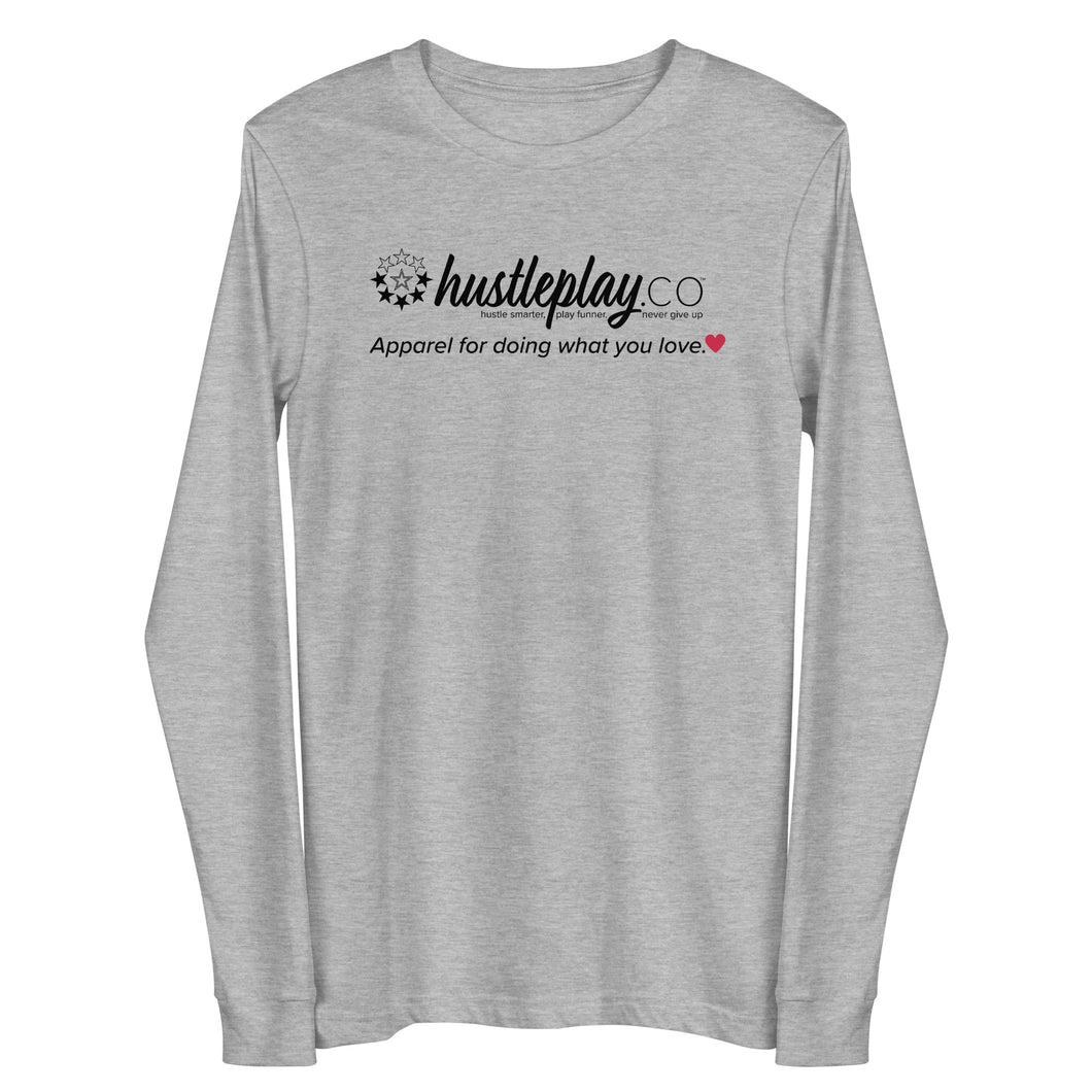 hustleplay.co Brand Logo Unisex Long Sleeve T-Shirt - Black Print