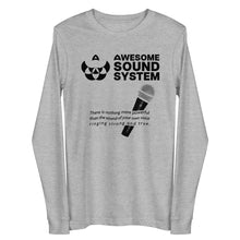 Load image into Gallery viewer, AWESOME SOUND SYSTEM A Voice Strong and True Unisex Long Sleeve T-Shirt - Black Print
