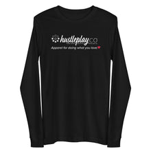 Load image into Gallery viewer, hustleplay.co Brand Logo Unisex Long Sleeve T-Shirt - White Print
