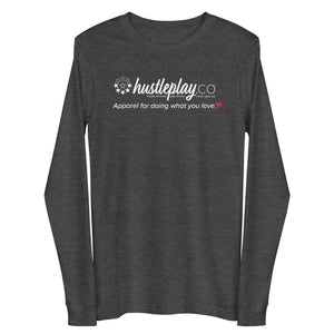 hustleplay.co Brand Logo Unisex Long Sleeve T-Shirt - White Print