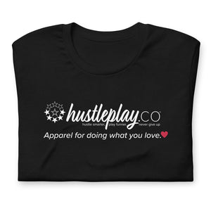 hustleplay.co Brand Logo Unisex Short Sleeve T-Shirt - White Print