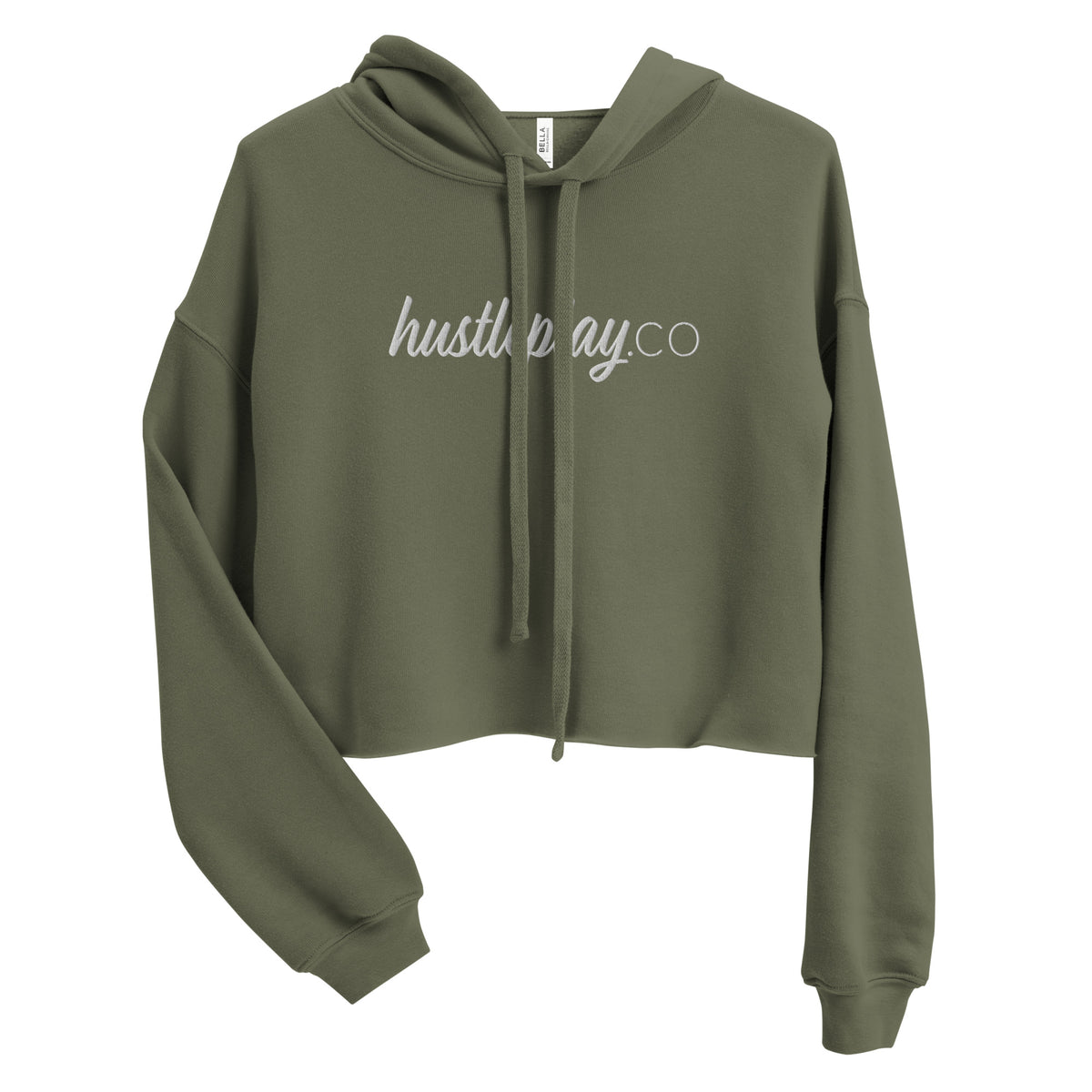 hustleplay.co Signature Cropped Hoodie - Embroidered White