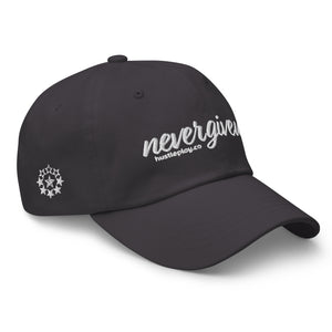 nevergiveup™ Branded Dad Hat - Embroidered White Thread