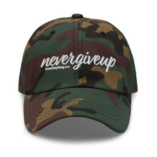 Load image into Gallery viewer, nevergiveup™ Branded Dad Hat - Embroidered White Thread
