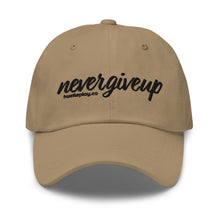 Load image into Gallery viewer, nevergiveup™ Branded Dad Hat - Embroidered Black Thread
