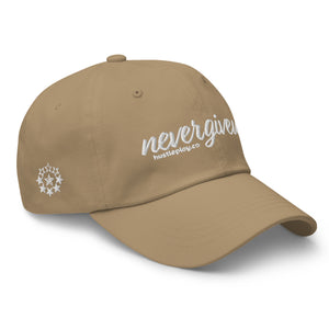 nevergiveup™ Branded Dad Hat - Embroidered White Thread