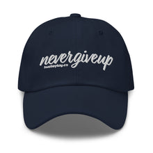 Load image into Gallery viewer, nevergiveup™ Branded Dad Hat - Embroidered White Thread
