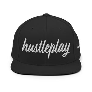 hustleplay.co Brand Classic Snapback Hat - Embroidered White Thread - Round Crown