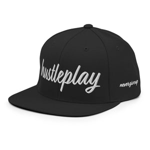 hustleplay.co Brand Classic Snapback Hat - Embroidered White Thread - Round Crown