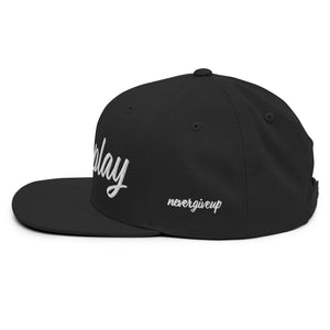 hustleplay.co Brand Classic Snapback Hat - Embroidered White Thread - Round Crown