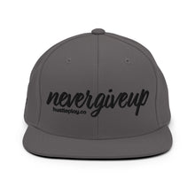 Load image into Gallery viewer, nevergiveup™ Branded Classic Snapback Hat - Embroidered Black Thread - Round Crown
