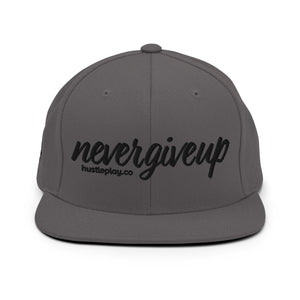 nevergiveup™ Branded Classic Snapback Hat - Embroidered Black Thread - Round Crown