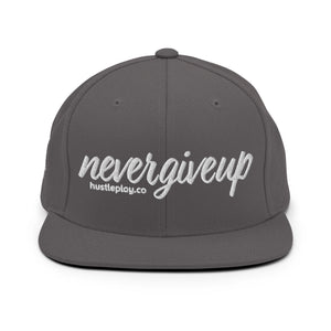 nevergiveup™ Branded Classic Snapback Hat - Embroidered White Thread - Round Crown