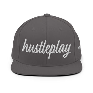 hustleplay.co Brand Classic Snapback Hat - Embroidered White Thread - Round Crown