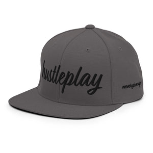 hustleplay.co Brand Classic Snapback Hat - Embroidered Black Thread - Round Crown