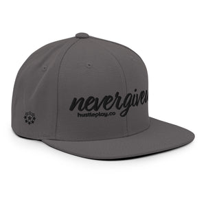 nevergiveup™ Branded Classic Snapback Hat - Embroidered Black Thread - Round Crown