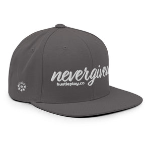 nevergiveup™ Branded Classic Snapback Hat - Embroidered White Thread - Round Crown