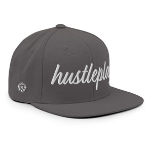 hustleplay.co Brand Classic Snapback Hat - Embroidered White Thread - Round Crown