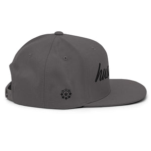 hustleplay.co Brand Classic Snapback Hat - Embroidered Black Thread - Round Crown