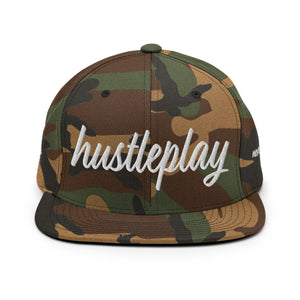 hustleplay.co Brand Classic Snapback Hat - Embroidered White Thread - Round Crown