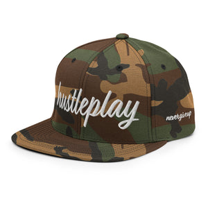 hustleplay.co Brand Classic Snapback Hat - Embroidered White Thread - Round Crown