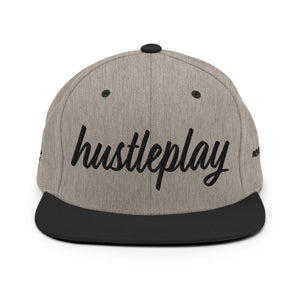 hustleplay.co Brand Classic Snapback Hat - Embroidered Black Thread - Round Crown
