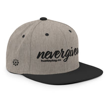 Load image into Gallery viewer, nevergiveup™ Branded Classic Snapback Hat - Embroidered Black Thread - Round Crown
