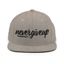 Load image into Gallery viewer, nevergiveup™ Branded Classic Snapback Hat - Embroidered Black Thread - Round Crown
