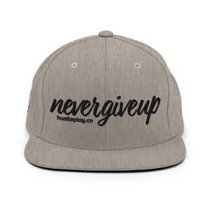 nevergiveup™ Branded Classic Snapback Hat - Embroidered Black Thread - Round Crown