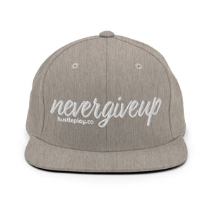 nevergiveup™ Branded Classic Snapback Hat - Embroidered White Thread - Round Crown