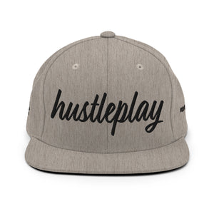 hustleplay.co Brand Classic Snapback Hat - Embroidered Black Thread - Round Crown