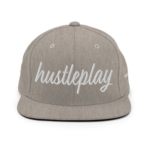 hustleplay.co Brand Classic Snapback Hat - Embroidered White Thread - Round Crown