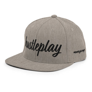 hustleplay.co Brand Classic Snapback Hat - Embroidered Black Thread - Round Crown